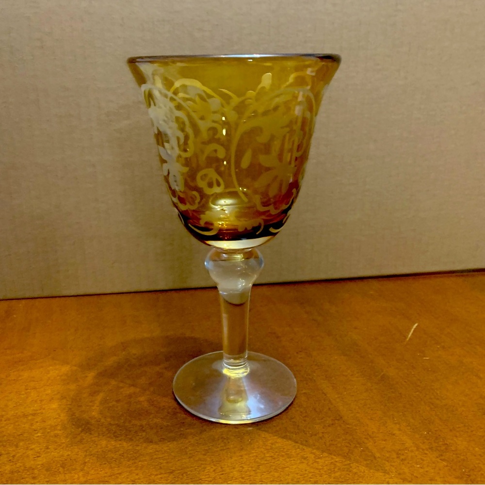 Amber blown glass 8” glass